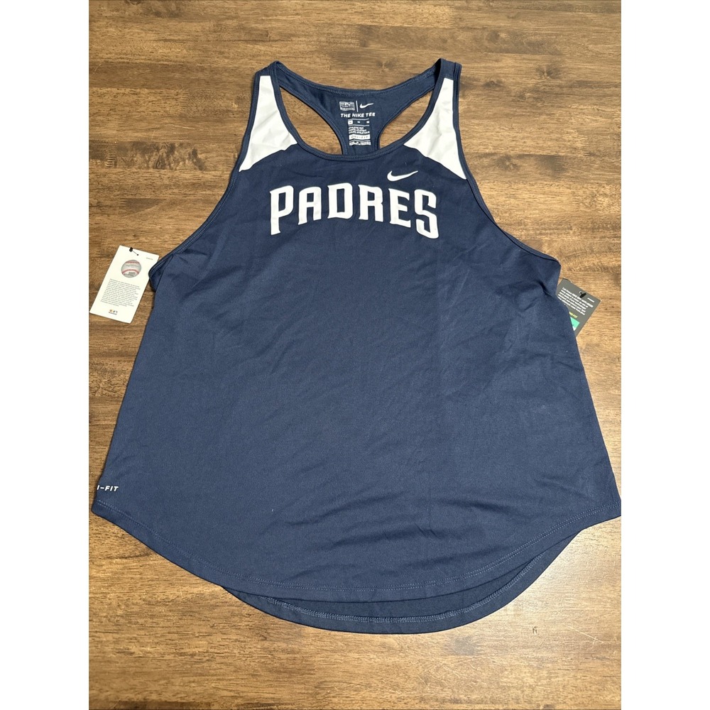 Nike Dri-fit San Diego Padres Blue & White Tank Top XL NWT The Nike Tee Swoosh